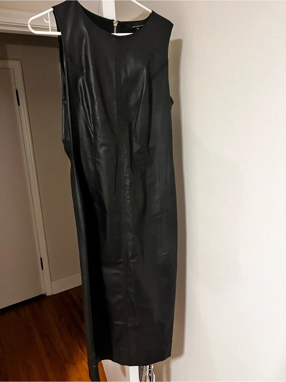 White House Black Market Black Faux Leather Midi Dress